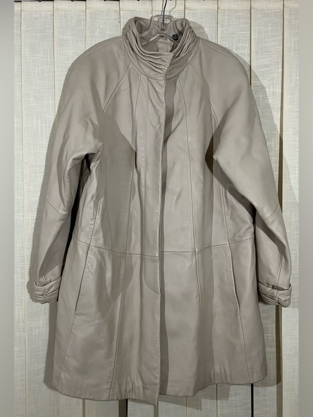 Classic Vintage TIBOR DuPont Thermolite Taupe Leather Trench Coat Women’s SZ 14
